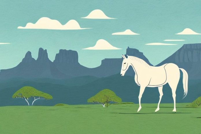 A horse in a mountainous landscape in mpumalanga