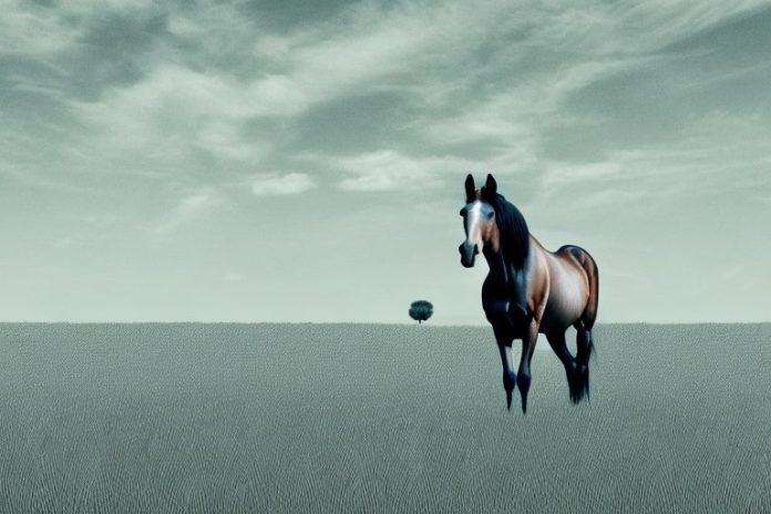 A horse standing in a field in the witbank area of south africa