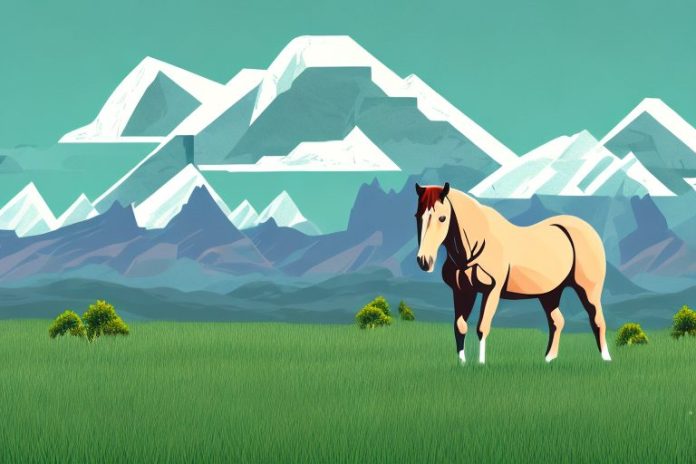 A horse standing in a grassy field