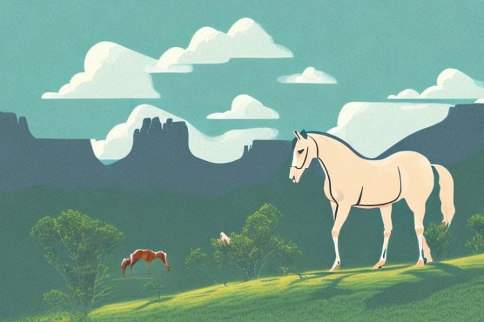 A horse in a mountainous landscape in ermelo