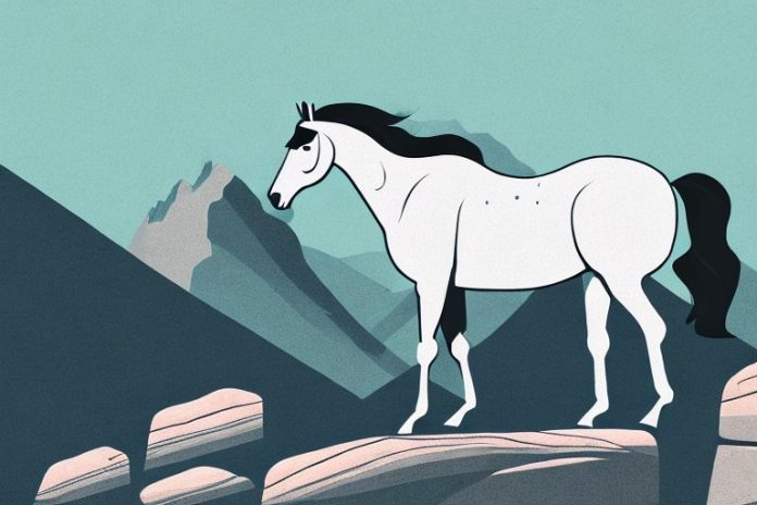 A horse standing in a rocky mountain landscape in kimberley