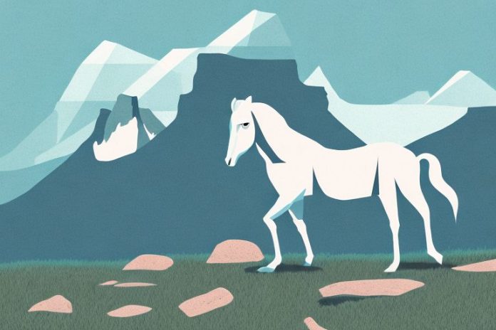 A horse in the rocky mountains of orkney