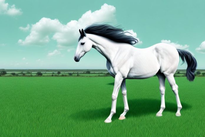 A majestic horse standing in a lush