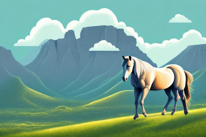 A majestic horse in a mountainous landscape
