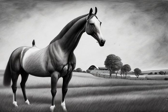 A dutch warmblood horse in a rural setting in kwa zulu natal