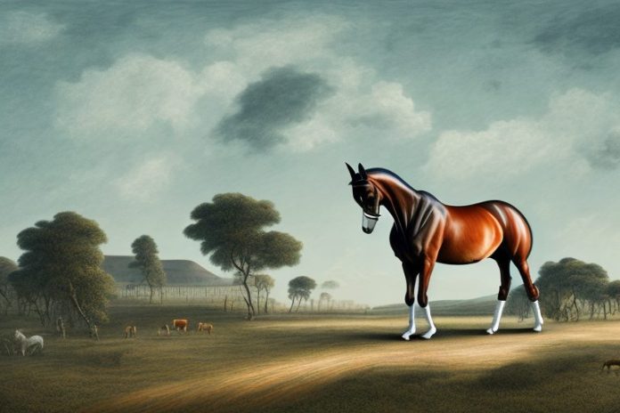 A dutch warmblood horse in a rural landscape in port elizabeth