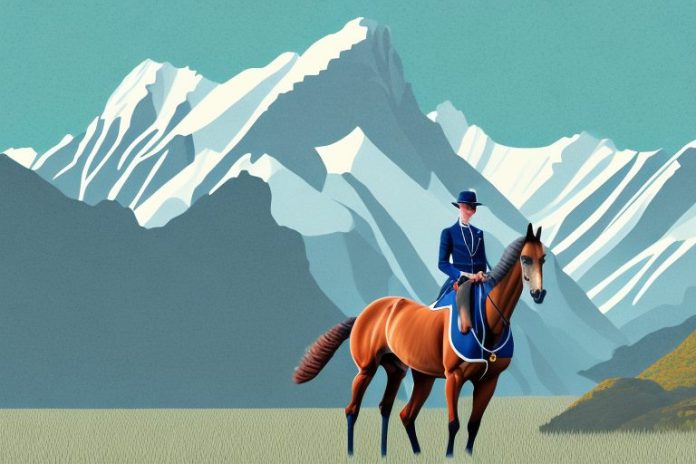 A dutch warmblood horse in a scenic queenstown