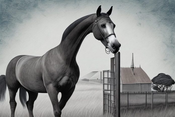 A dutch warmblood horse in a rural setting in port alfred