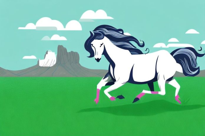A fjord horse galloping through a grassy field in pretoria