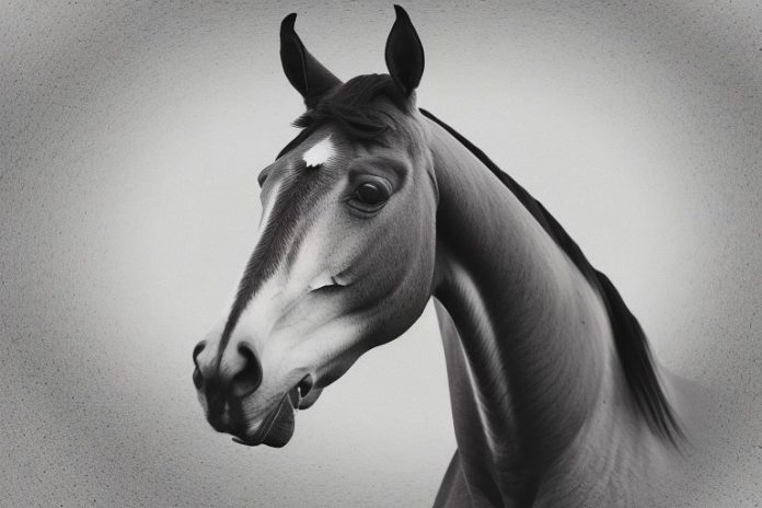A dutch warmblood horse in a rural setting in delmas