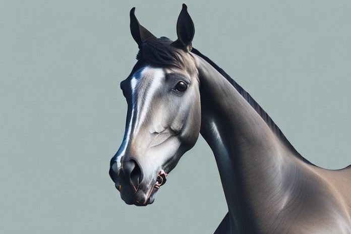 A dutch warmblood horse in a field in upington
