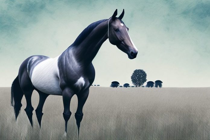 A dutch warmblood horse in a field in calvinia