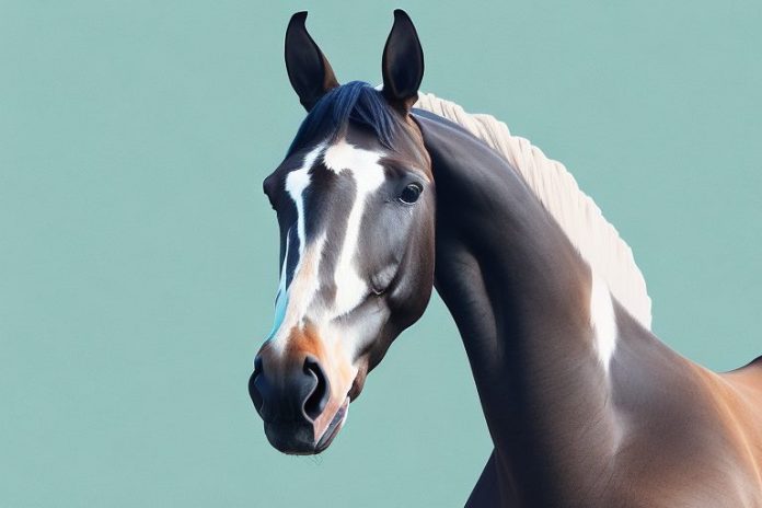 A dutch warmblood horse in a field in de aar