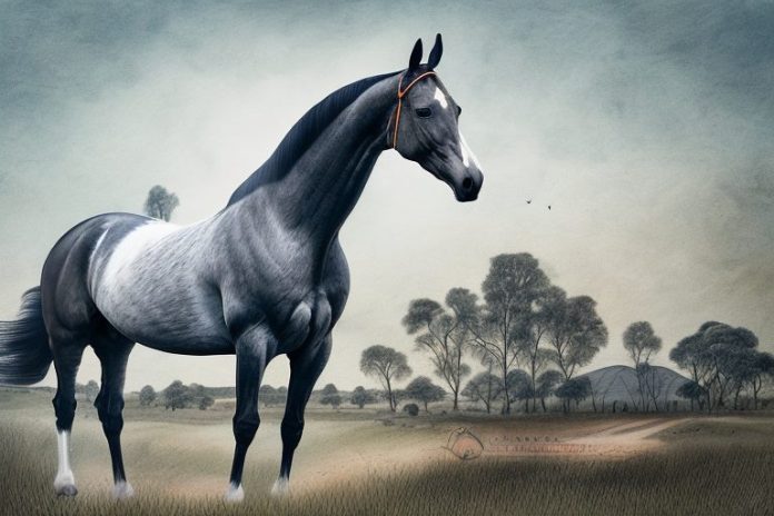 A dutch warmblood horse in a rural setting in hartbeespoort
