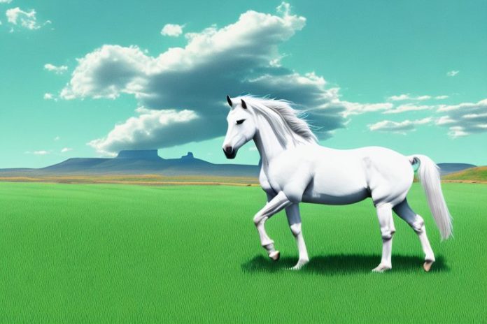 A mustang horse in a grassy field in ballito