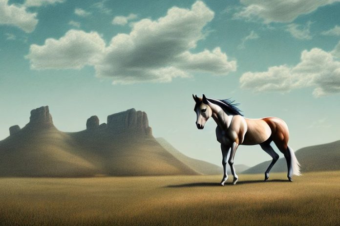 A mustang horse in a rural landscape in grahamstown