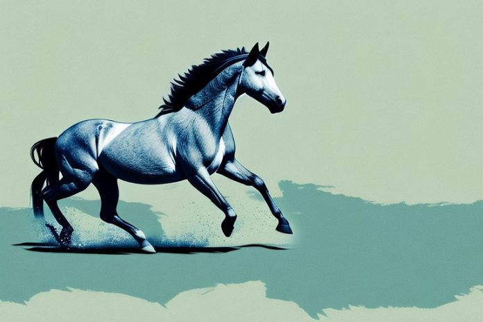 A wild mustang horse running freely in the jeffreys bay landscape