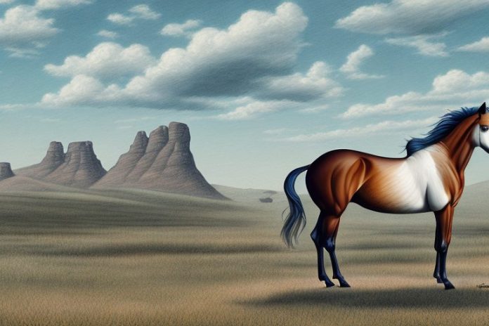 A mustang horse in a rural setting in parys