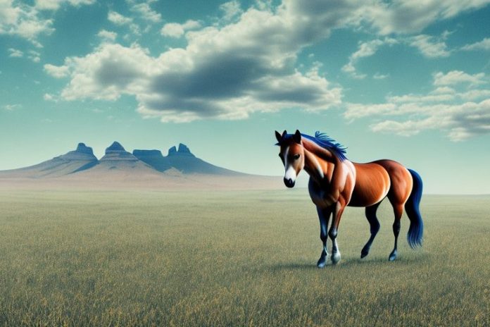 A mustang horse in a field in harrismith