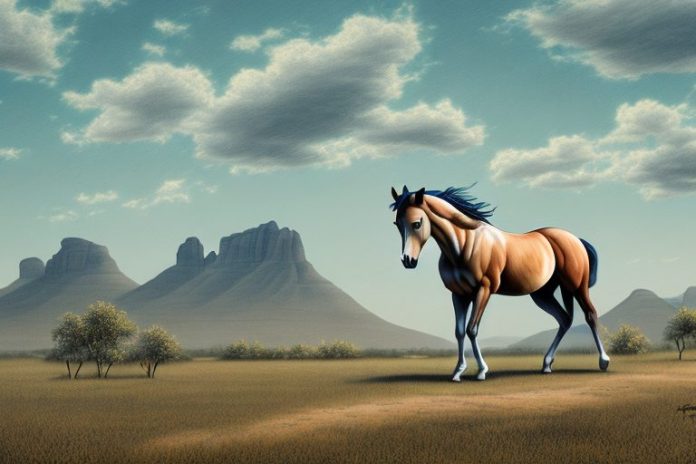 A mustang horse in a rural landscape in polokwane