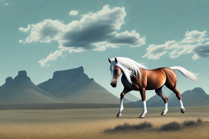 A mustang horse in a rural south african landscape