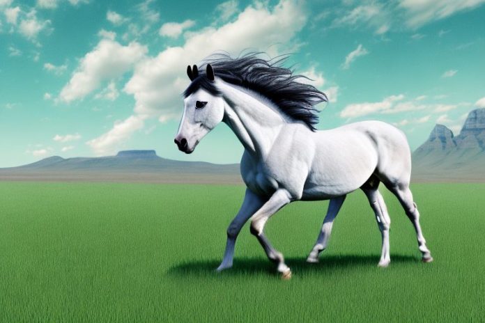 A mustang horse in a rural landscape in lydenburg