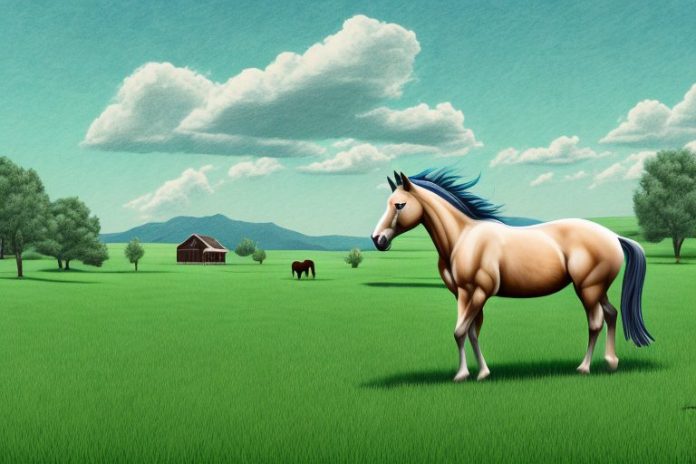 A mustang horse in a rural setting