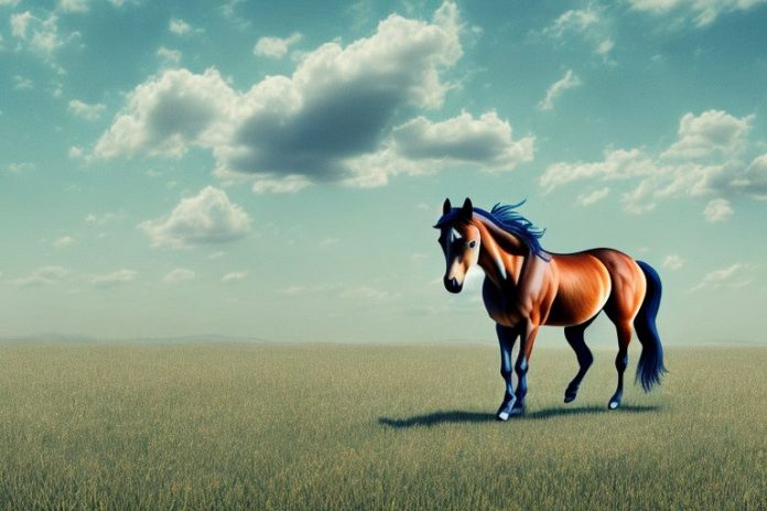 A mustang horse in a field in rustenburg