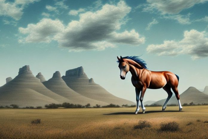 A mustang horse in a rural landscape in stilfontein