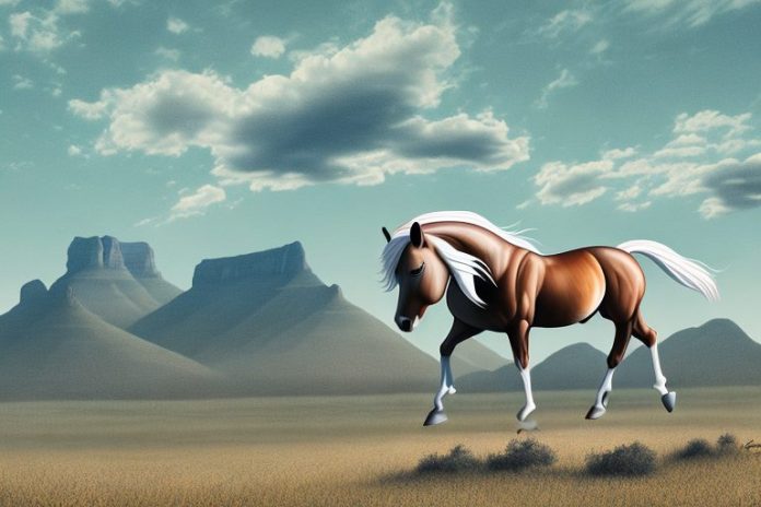 A majestic mustang horse in a south african landscape