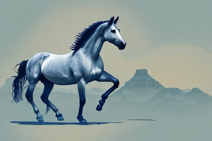 A mustang horse in a south african landscape