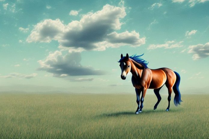 A mustang horse in a field in worcester