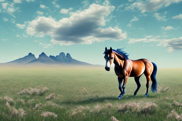 A mustang horse in a field in stellenbosch