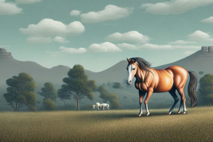 A brumby horse in a rural landscape in ladysmith