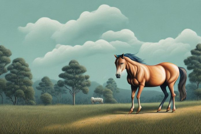 A brumby horse in a rural landscape in pinetown