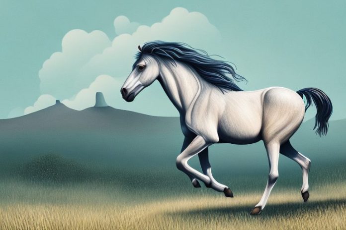 A brumby horse in its natural environment in the eastern cape