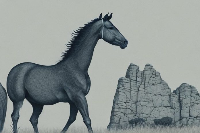 A brumby horse in its natural environment in graaff-reinet
