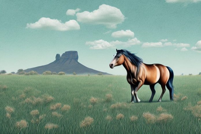 A brumby horse in a field in roodepoort