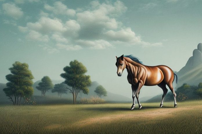 A brumby horse in a rural landscape in germiston