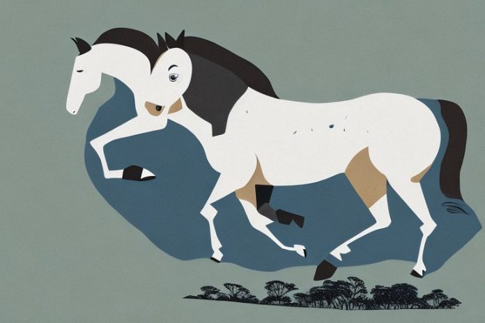 A brumby horse in its natural habitat in louis trichardt