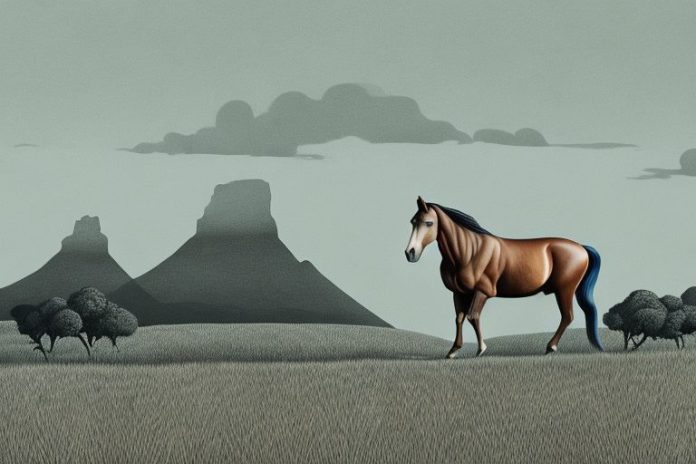 A brumby horse in a rural south african landscape