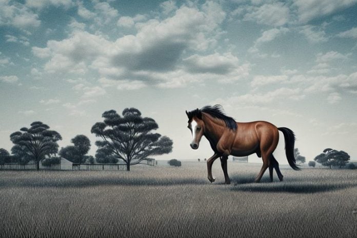 A brumby horse in a rural setting in standerton