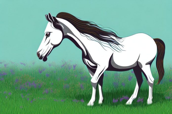 A brumby horse in a grassy meadow in barberton
