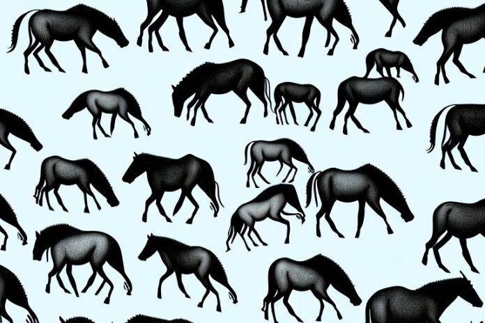 A herd of brumbies in the south african landscape of calvinia