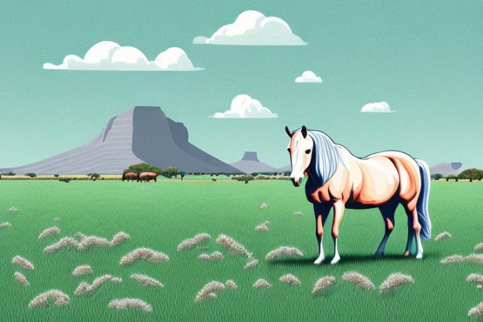A horse in a field in westville