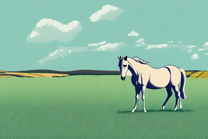 A horse in a field in jeffreys bay