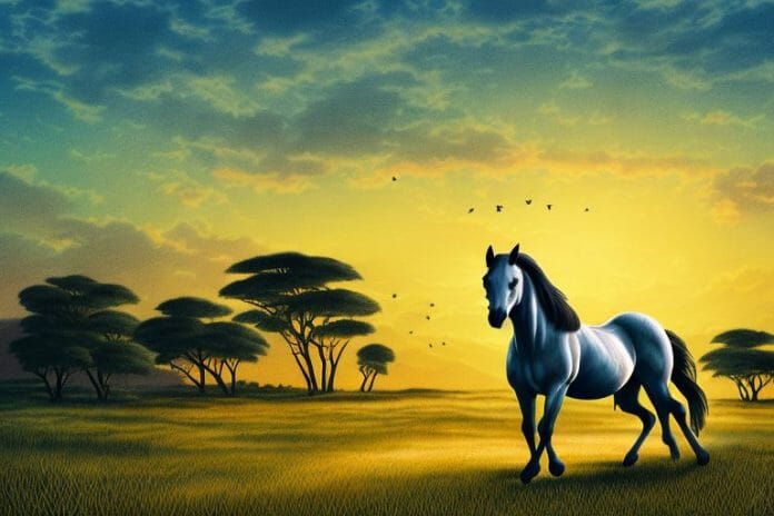 A horse in a rural landscape
