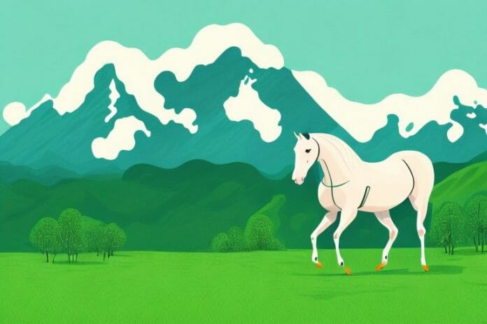 A horse in a lush