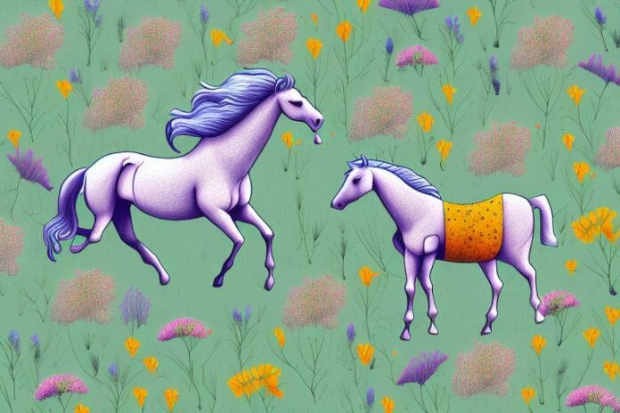 A horse in a field of wildflowers in lebowakgomo