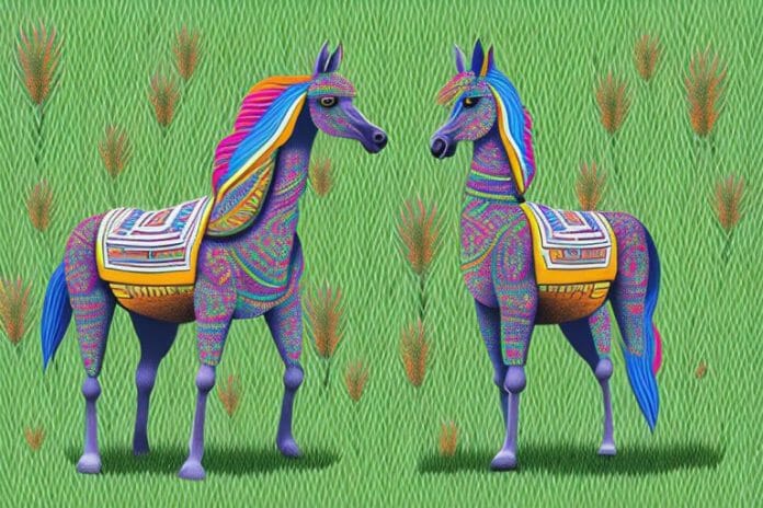 Two azteca horses in a grassy field in phalaborwa